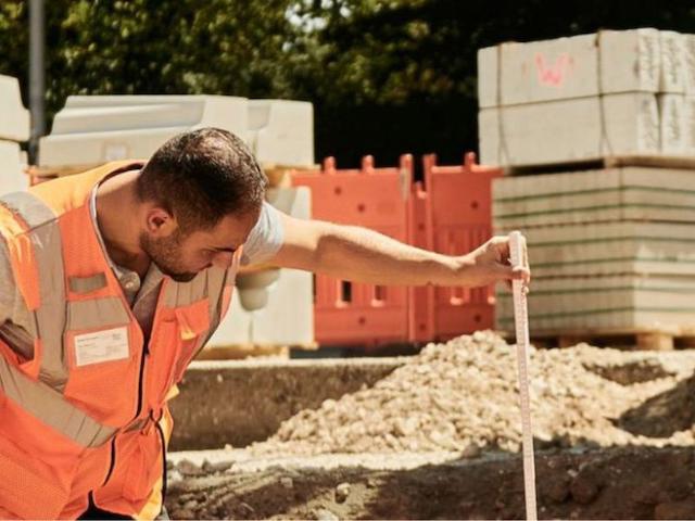 A construction worker on a building site.